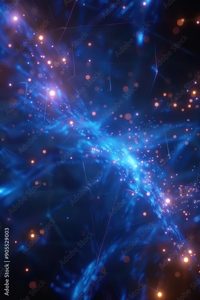 Naklejka premium Illuminated Futuristic Abstract Patterns with Interconnected Lines