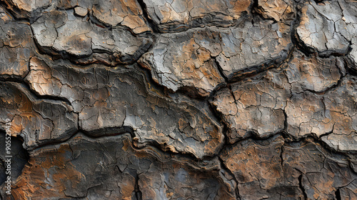 Textured close-up of charred tree bark, showcasing unique patterns and deep hues of burnt wood, ideal for nature-themed projects.