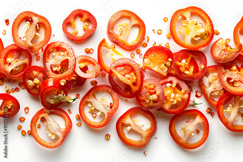 Habanero vegetable slices on a white background