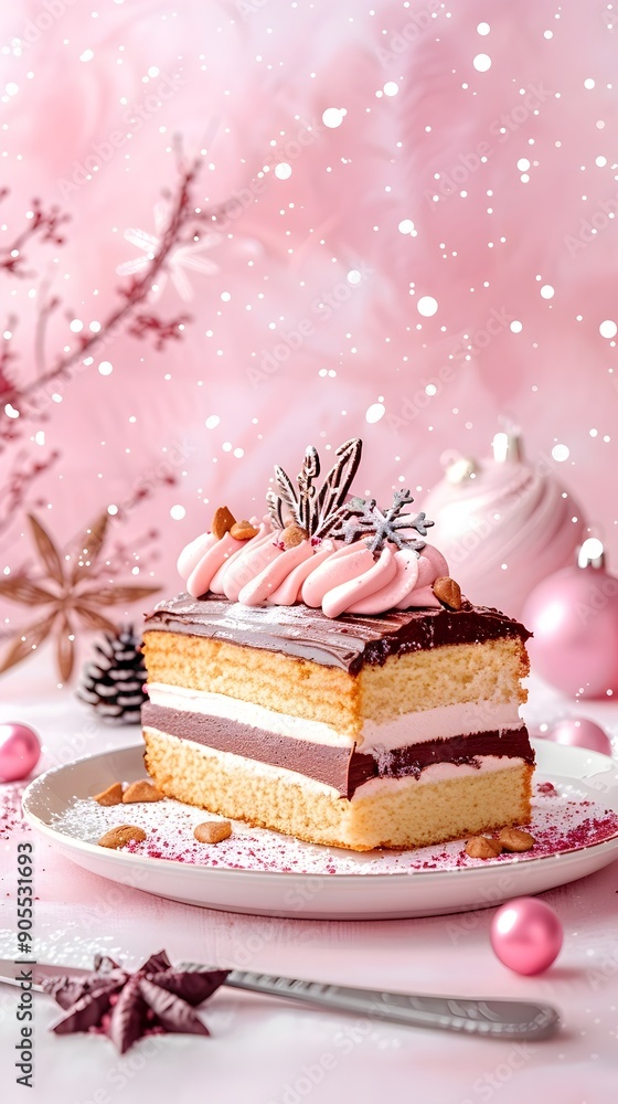 Decadent Yule Log Cake with Festive Chocolate Frosting and Decadent Yule Log Cake with Festive Chocolate Frosting and