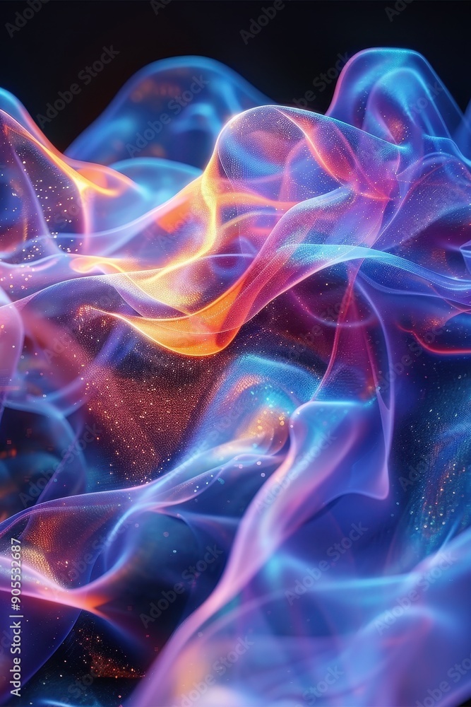 Fototapeta premium Futuristic Waveforms and Holographic Textures - Abstract Dynamic Background