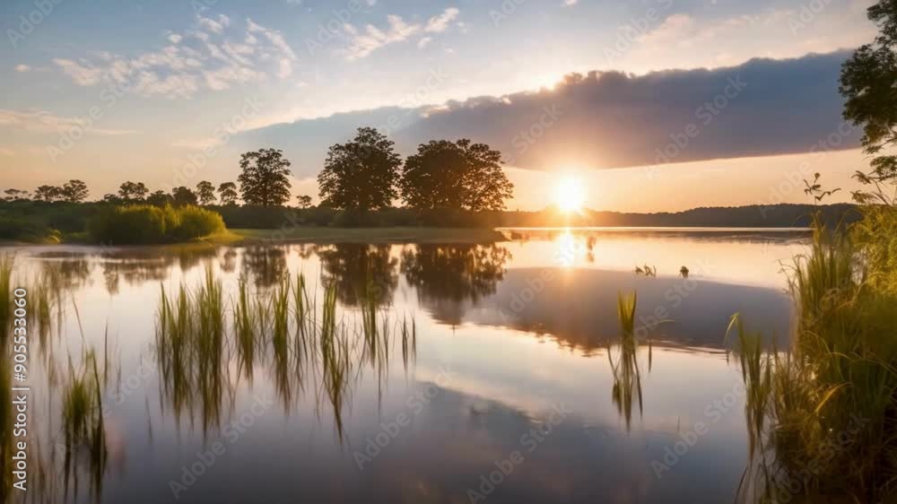 Sunrise Tranquility Morning Sunshine Over Still Waters Sunrise Tranquility Morning Sunshine Over Still Waters