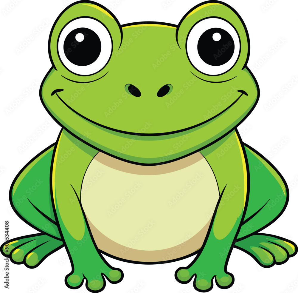 Obraz premium Frog flat cartoon style vector illustration