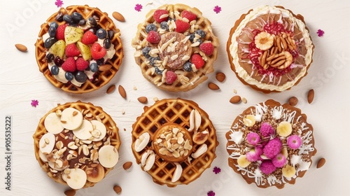 Delicious Gourmet Waffles with Fresh Toppings - Belgian Breakfast Treat