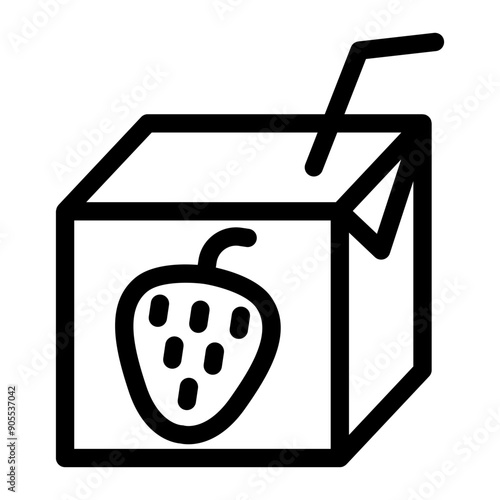 Strawberry juice icon in thin line style vector illustration graphic design