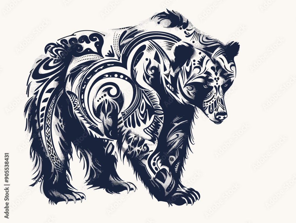 A bear with a lot of detail on it. The bear is in a blue color. The bear is walking on a white background A bear with a lot of detail on it. The bear is in a blue color. The bear is walking on a white background