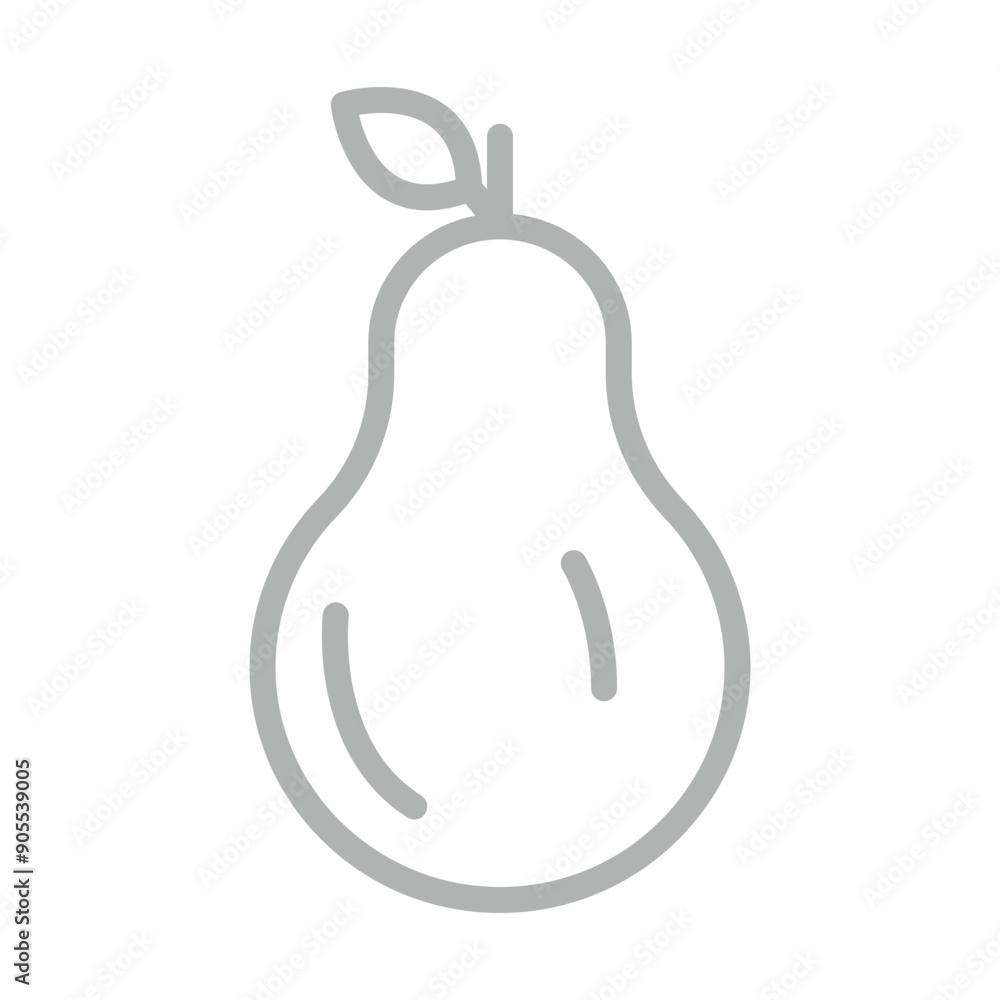 Pear Vector Line Grey Icon Design Pear Vector Line Grey Icon Design