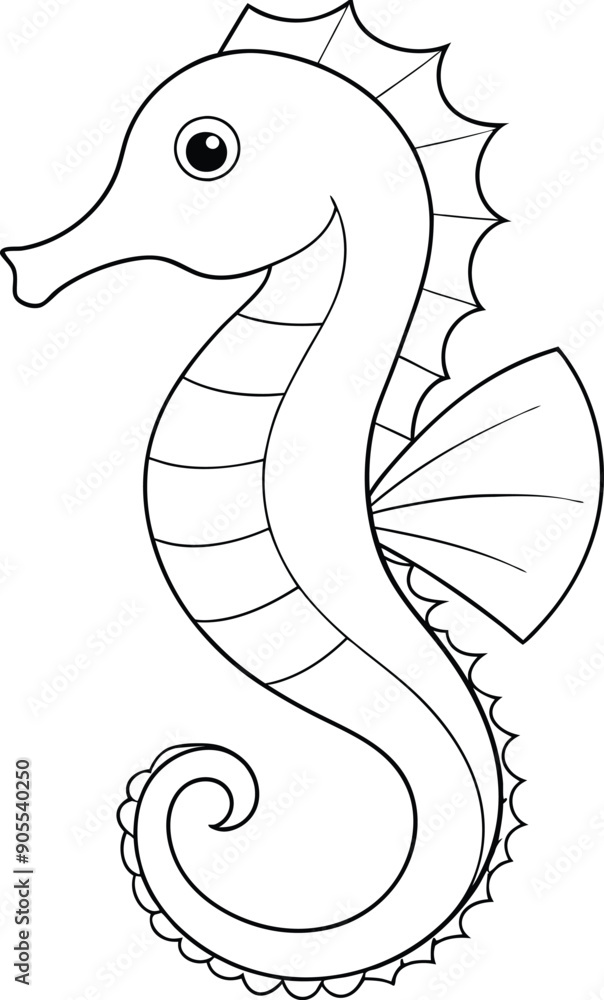 Fototapeta premium Seahorse vector line drawing