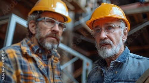 Experienced Contractors Discuss Project Details at Construction Site During Daytime