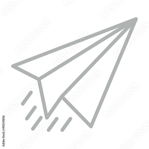 Paper Plane Vector Line Grey Icon Design