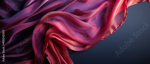 Abstract flowing purple and red silk fabric on a dark background. photo