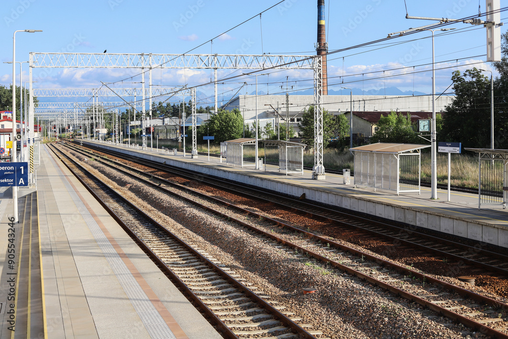 NOWY TARG, POLAND - JULY 29, 2024: Main railway station in Nowy Targ, Poland. NOWY TARG, POLAND - JULY 29, 2024: Main railway station in Nowy Targ, Poland.