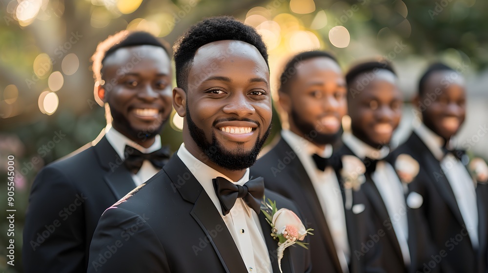 Groomsmen Smiling at Wedding. Groomsmen Smiling at Wedding.