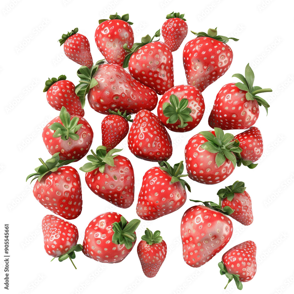 Top view of assorted strawberries isolated on transparent background with clipping path Top view of assorted strawberries isolated on transparent background with clipping path