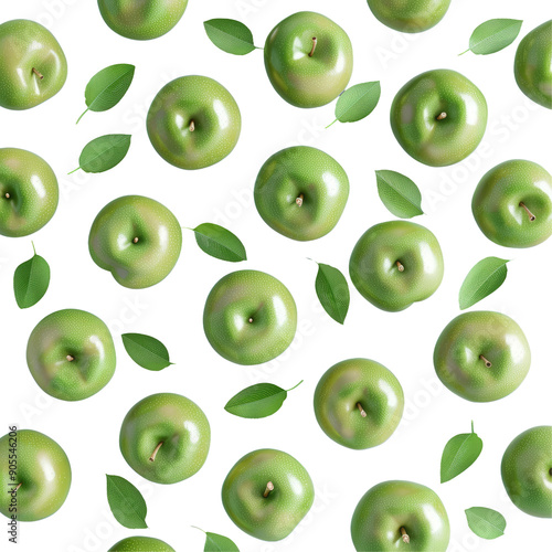 Wallpaper Mural Green apples seamless pattern on transparent background. Fruit transparent background. Torontodigital.ca