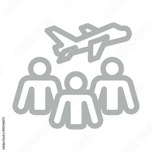 Group Travel Vector Line Grey Icon Design