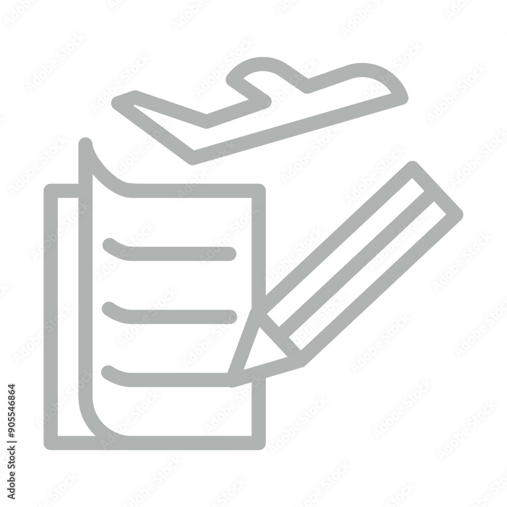 Travel Writing Vector Line Grey Icon Design Travel Writing Vector Line Grey Icon Design