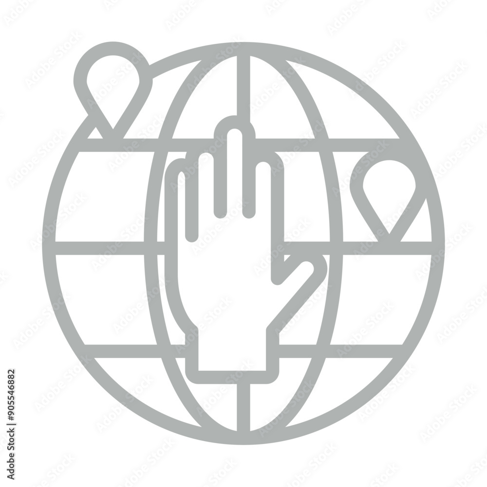 Volunteering Abroad Vector Line Grey Icon Design Volunteering Abroad Vector Line Grey Icon Design