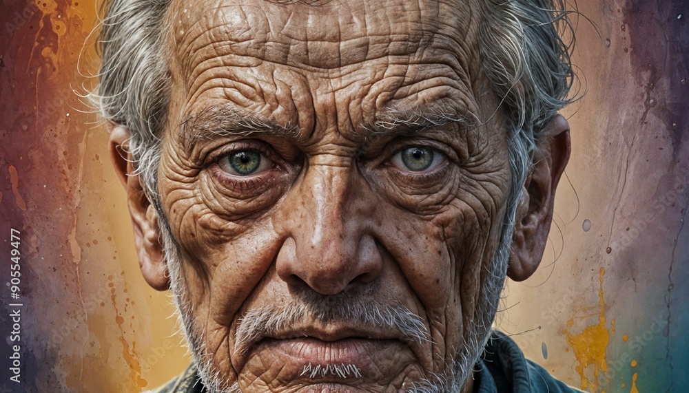 A close-up portrait of an elderly man with deep wrinkles and expressive eyes. A close-up portrait of an elderly man with deep wrinkles and expressive eyes.