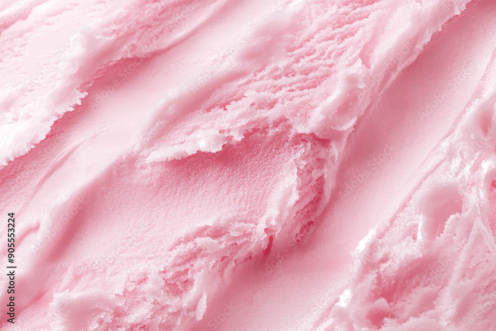 Strawberry Pink ice cream texture with soft tones in a super realistic and fresh illustration style