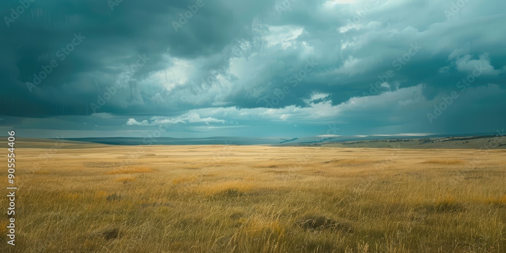 Beautiful shot of wheat field with cloudy sky. AI generation. Beautiful shot of wheat field with cloudy sky. AI generation.