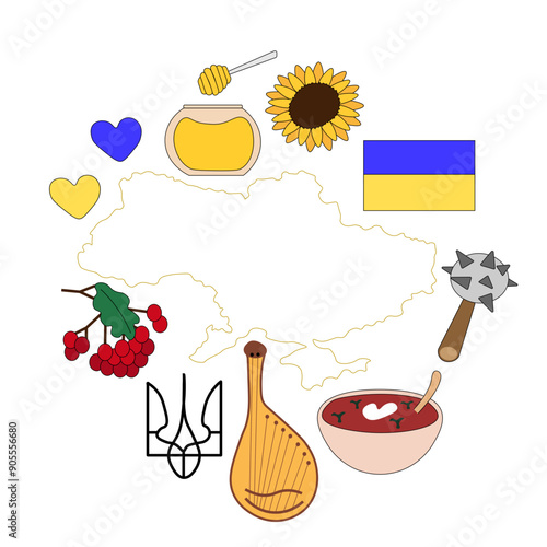 An illustration of Ukrainian symbols