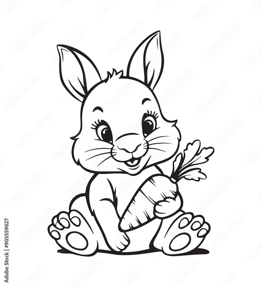 Obraz premium A drawing of a rabbit with white background