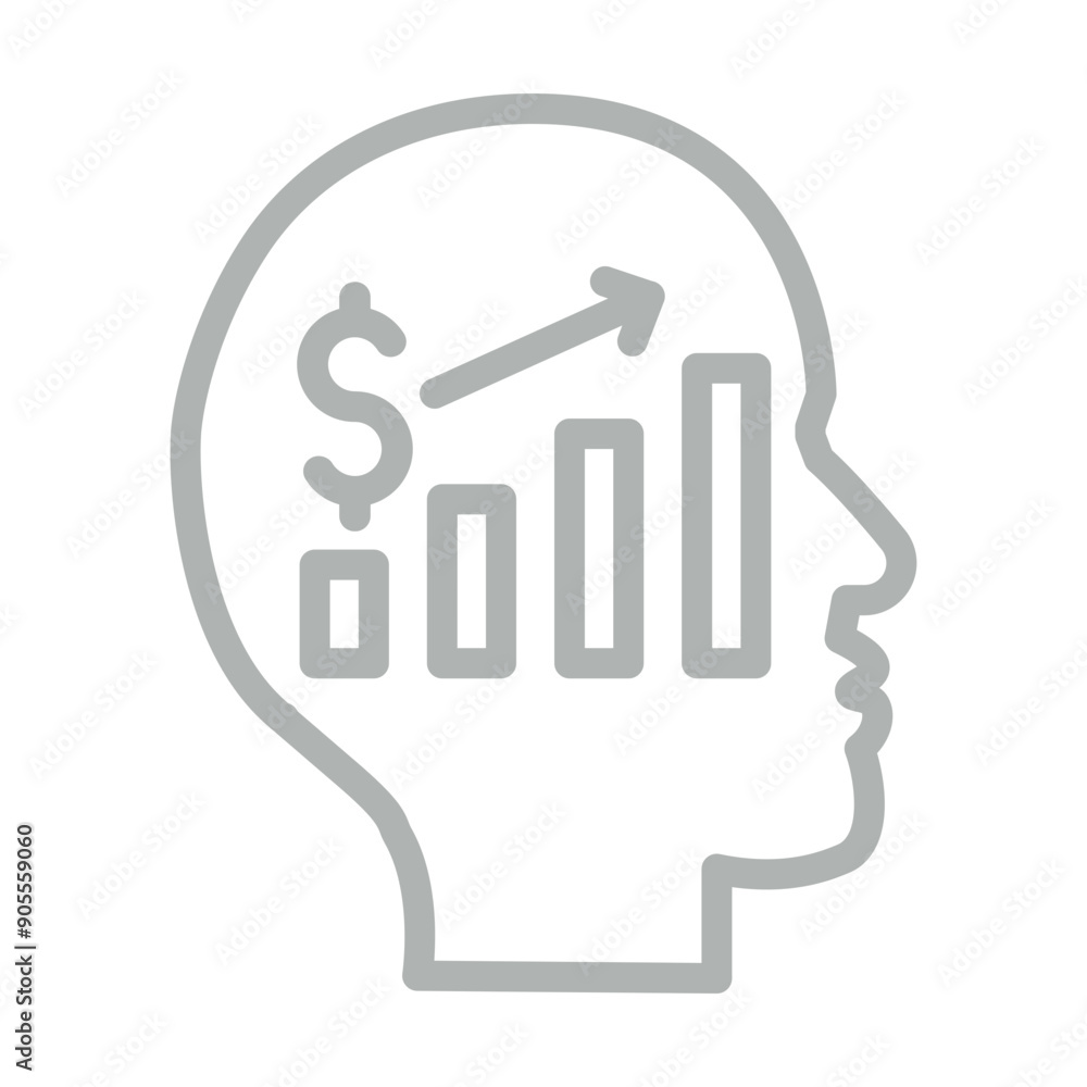 Behavioral Finance Vector Line Grey Icon Design Behavioral Finance Vector Line Grey Icon Design
