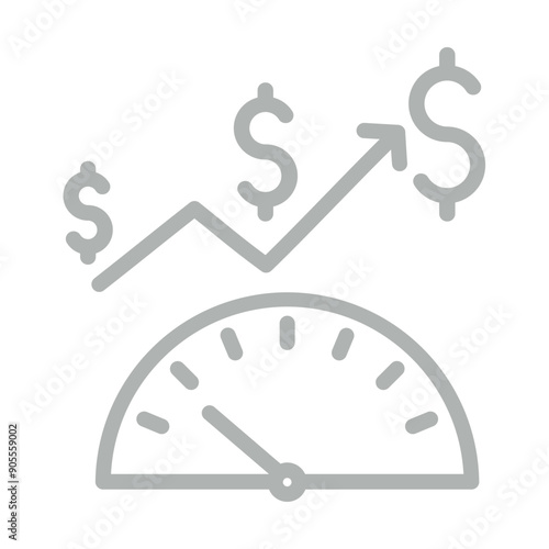 Economic Indicators Vector Line Grey Icon Design