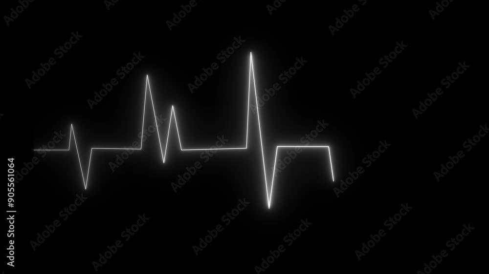 Neon line frame heartbeat icon. Neon Digital heartbeat plus animation. on black background. Neon line frame heartbeat icon. Neon Digital heartbeat plus animation. on black background.