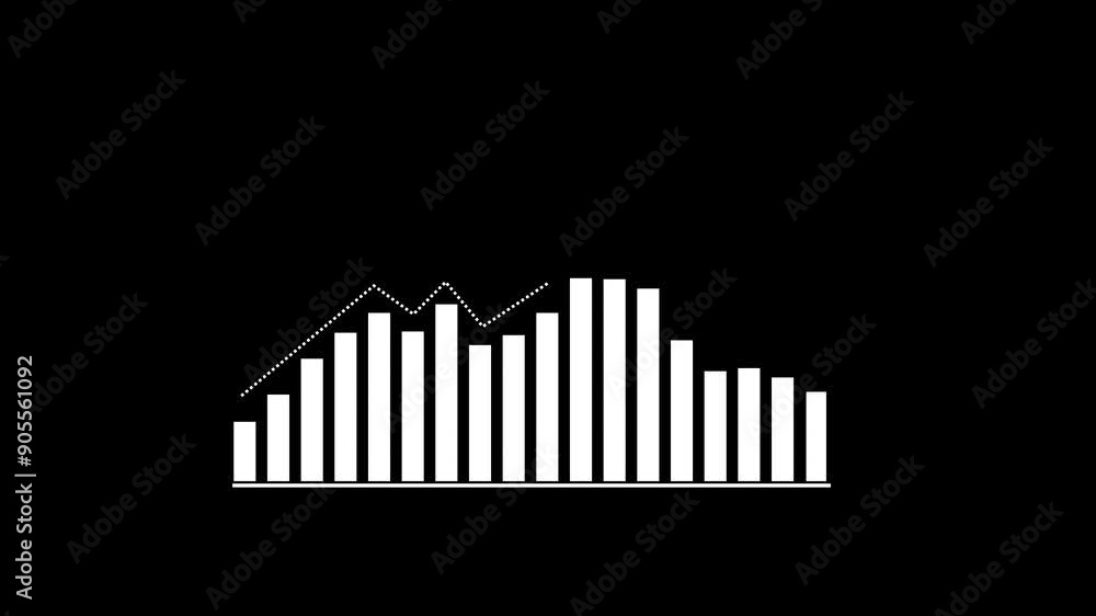 Business graph showing good profit growth. Business growth concept. Graph with racing up arrow and bar state. On black background Business graph showing good profit growth. Business growth concept. Graph with racing up arrow and bar state. On black background