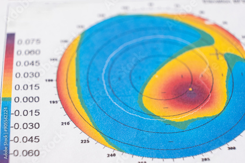 Quadro em tela Results of the examination of the thickness and curvature of the cornea in a patient with keratoconus