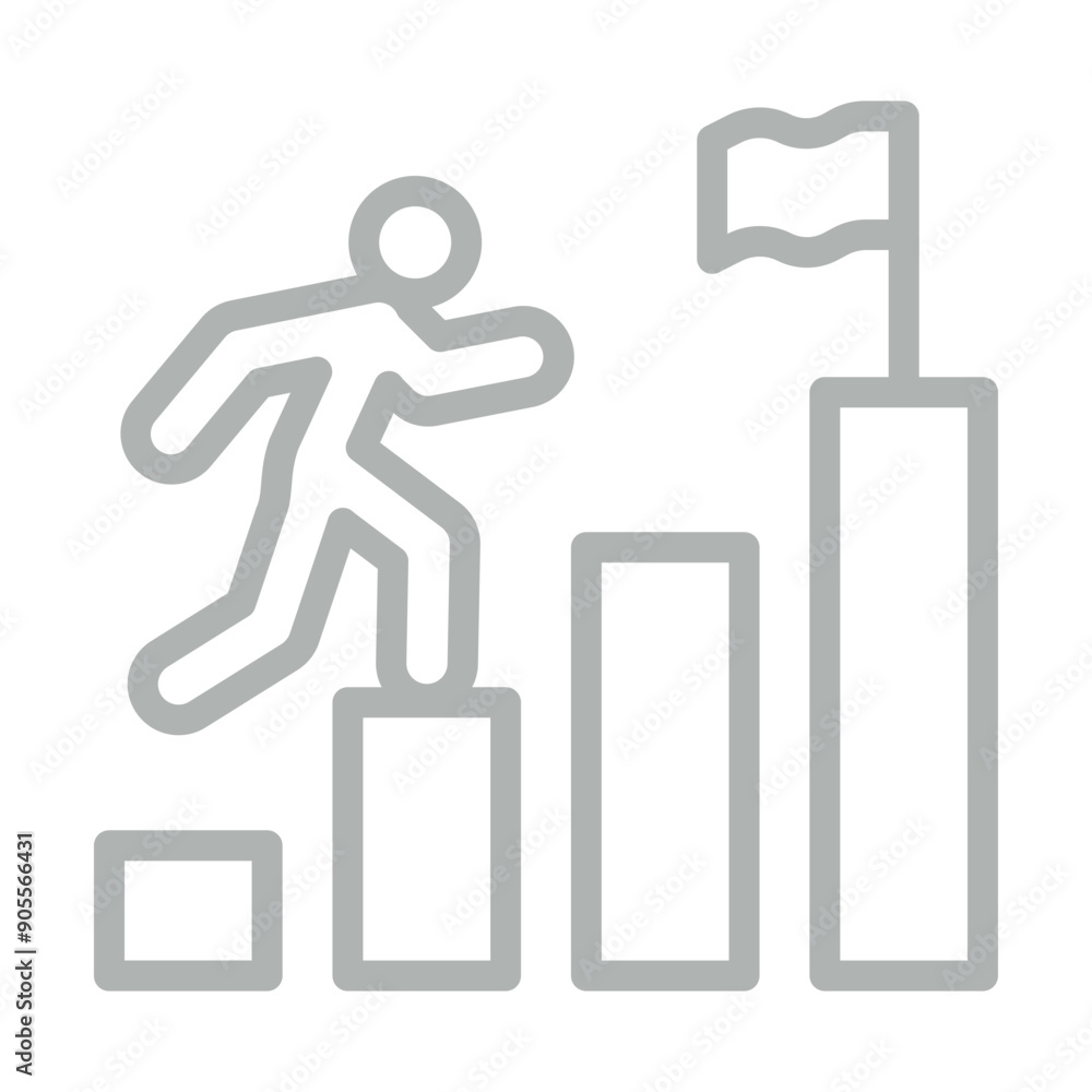 Career Growth Vector Line Grey Icon Design Career Growth Vector Line Grey Icon Design