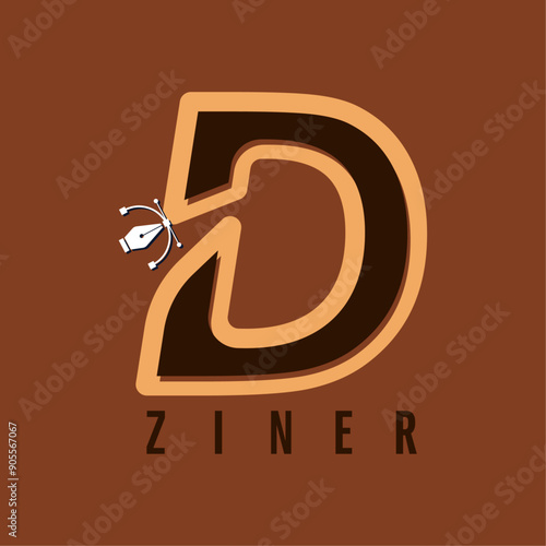 Designer logo for designers dark brown logo on brown background.