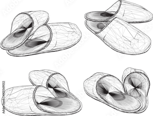 Vector sketch illustration of beautiful unique men's fashion sandal design, slipper model 