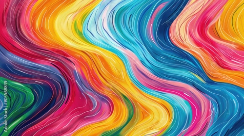 Abstract, wavy lines with vibrant colors