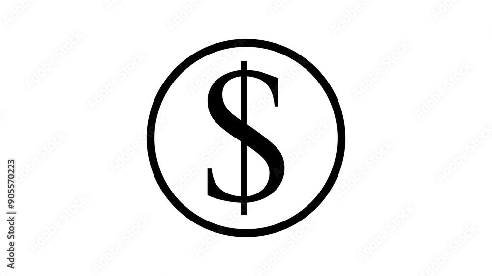 Dollar sign with circle animation on a white background. Dollar sign with circle animation on a white background.