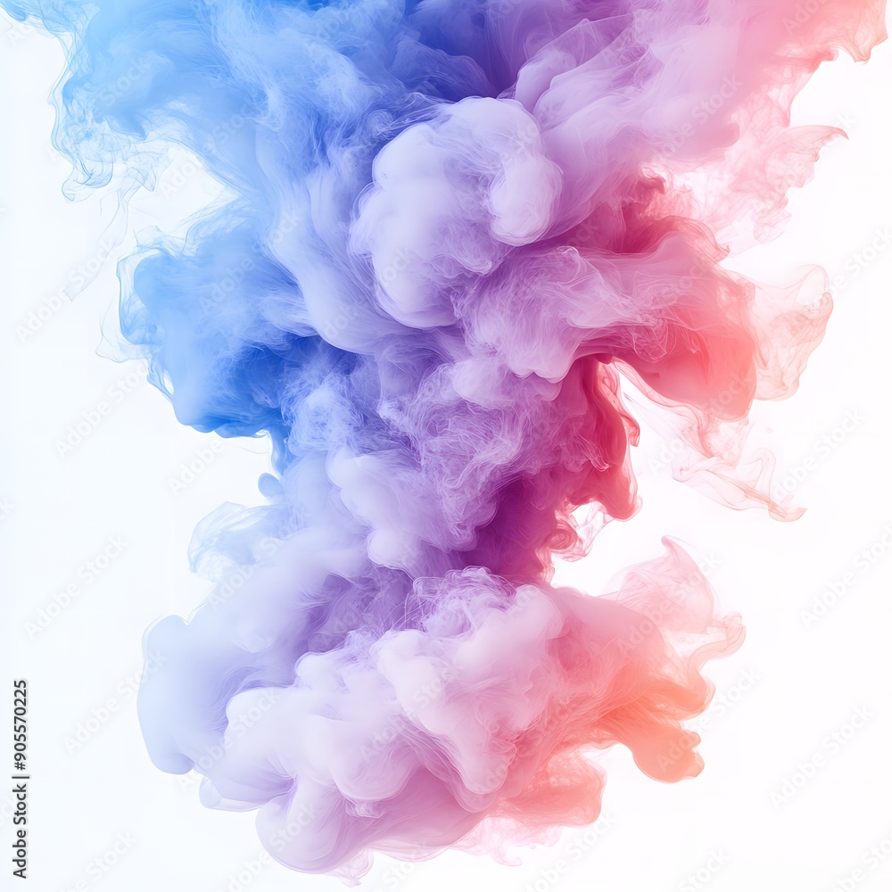 Fototapeta premium Ethereal smoke burst in soft pastels with a dreamy, flowing pattern, set against a transparent background.
