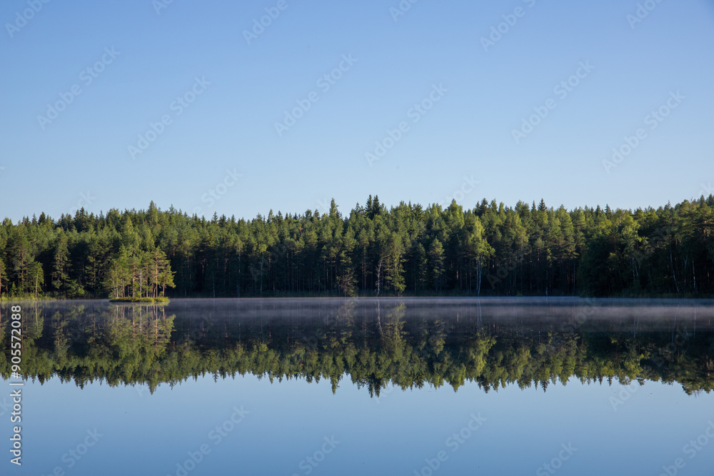 beautiful lake view with blue sky and green trees beautiful lake view with blue sky and green trees