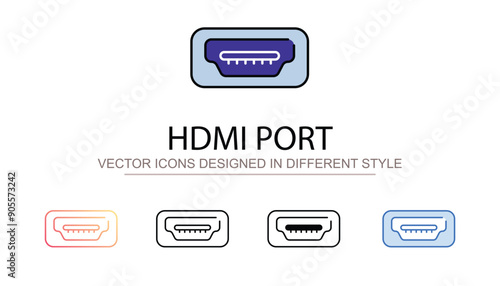 hdmi port icon design with white background stock illustration
