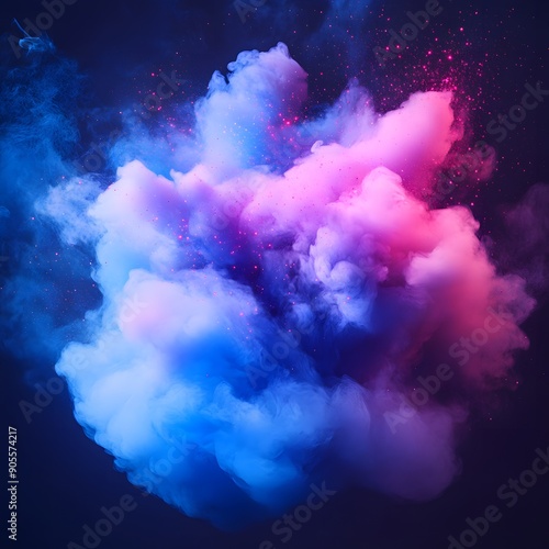 Abstract smoke cloud in rich purples and silvers, with a sense of depth and movement, isolated on a transparent PNG.