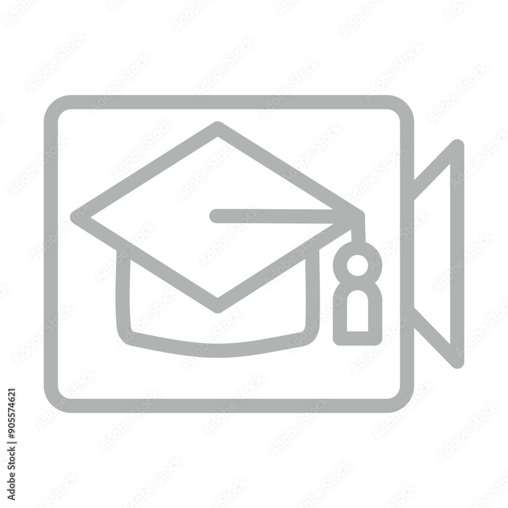 Educational Videos Vector Line Grey Icon Design Educational Videos Vector Line Grey Icon Design
