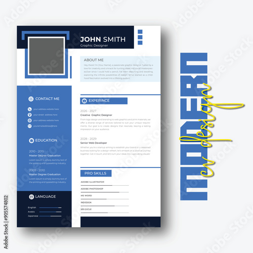 Clean and minimalist resume or cv template photo