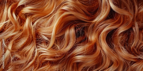 Curly Red or Ginger Hair Close-up. Split ends photo