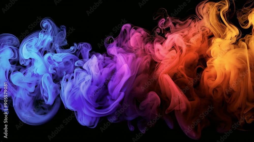 Witness a mesmerizing display of colorful smoke swirling and twisting in dynamic patterns, creating a captivating visual experience Witness a mesmerizing display of colorful smoke swirling and twisting in dynamic patterns, creating a captivating visual experience