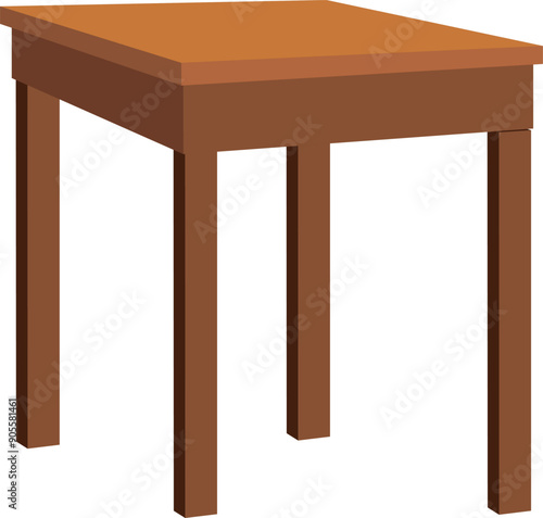 Wooden chair vector isolated on white background. square stool design