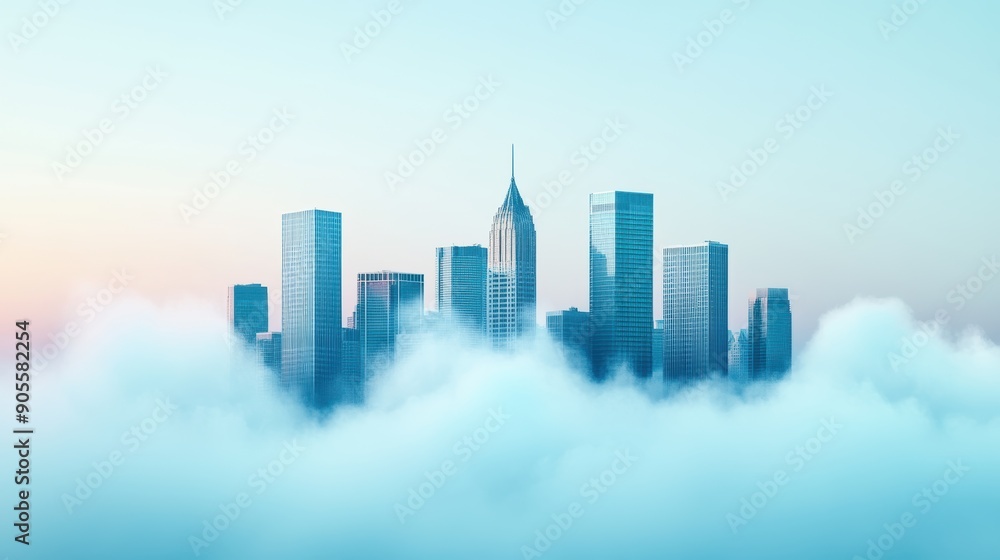 A mysterious and atmospheric view of a city skyline partially obscured by fog, creating a sense of intrigue and wonder. A mysterious and atmospheric view of a city skyline partially obscured by fog, creating a sense of intrigue and wonder.