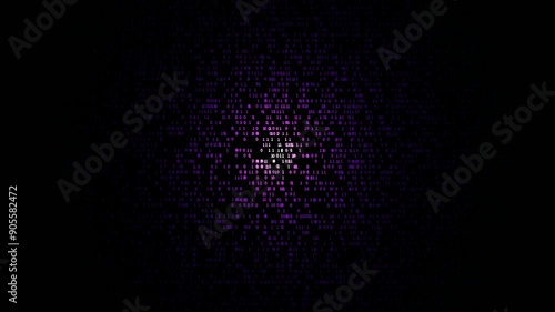 Abstract circle with binary numbers rotating. Digital technology, big data and cyber space background.