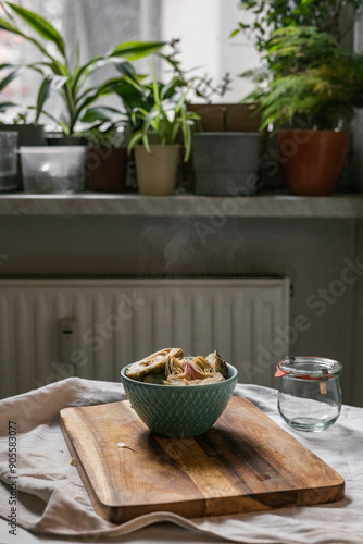 Wallpaper Mural Artichoke Bowl on Wooden Cutting Board Torontodigital.ca