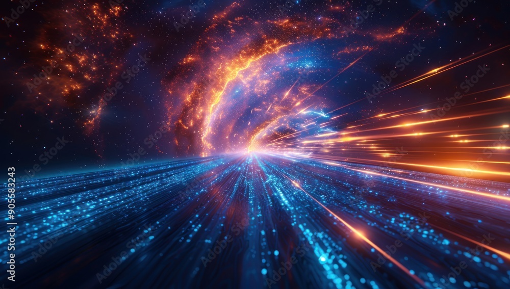 Fototapeta premium Digital Highway Through The Cosmos